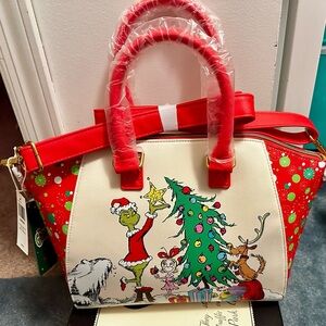Loungefly Dr. Seuss How The Grinch Stole Christmas Trio Tree Satchel Bag